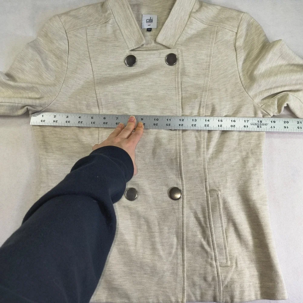 Cabi Double Breasted Knit Jacket Blazer Beige Button Front Peacoat Style‎ Medium